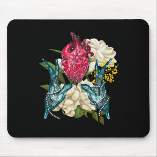 Anatomical Heart And Flowers Doctor Valentine Mouse Pad