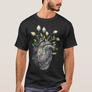 Anatomical Heart And Flowers  Men Women Cardiologi T-Shirt