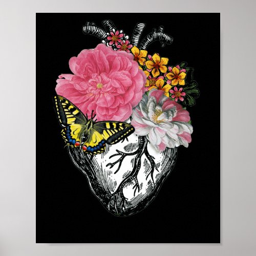 Anatomical Heart And Flowers Show Your Love Poster