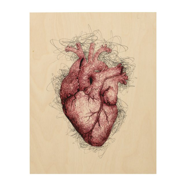 Anatomical Heart Art on Wood (Front)