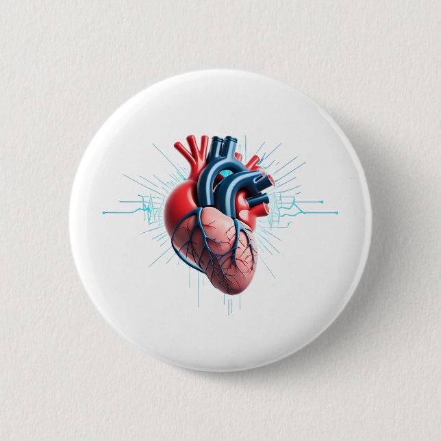 Anatomical Heart – Artistic Medical Illustration  Button (Front)