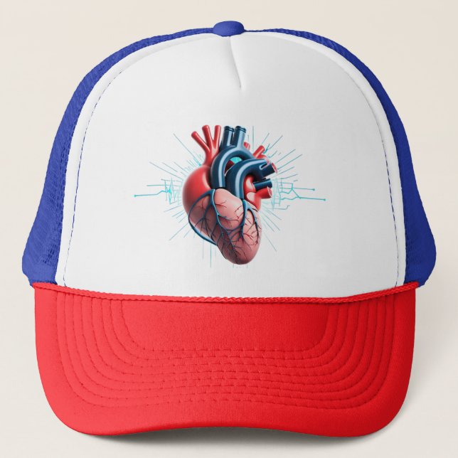 Anatomical Heart – Artistic Medical Illustration  Trucker Hat (Front)
