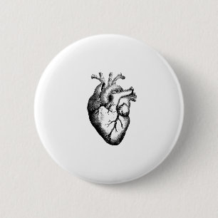 Anatomical Heart Badge Button