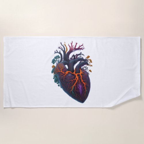Anatomical Heart   Beach Towel