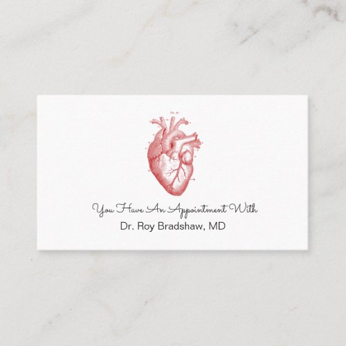 Anatomical Heart Cardiology Or Cardiologist Appointment Card