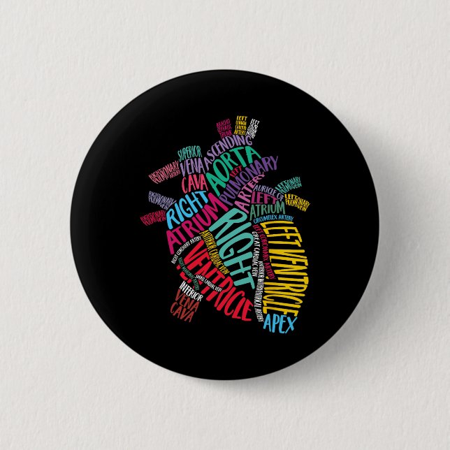 Anatomical Heart Design Cardiac Cardiovascular Icu Button (Front)