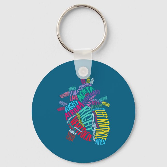 Anatomical Heart Design Cardiac Cardiovascular Icu Keychain (Front)