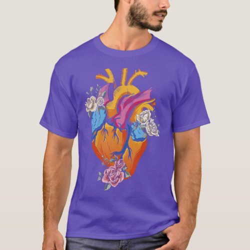 Anatomical Heart Floral Roses  funny friends T_Shirt