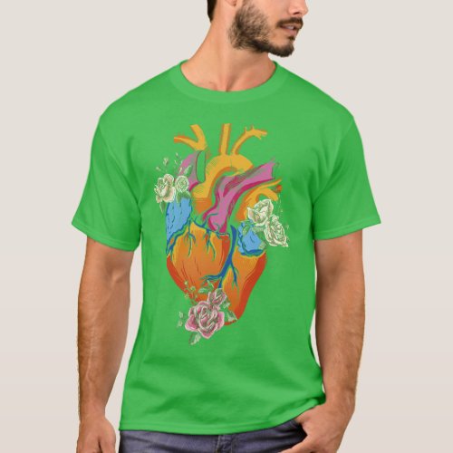 Anatomical Heart Floral Roses  funny T_Shirt