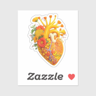 Anatomical heart flowers sticker