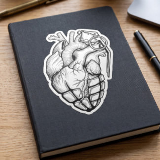 Anatomical Heart Grenade – Dark Gothic Heart Sticker