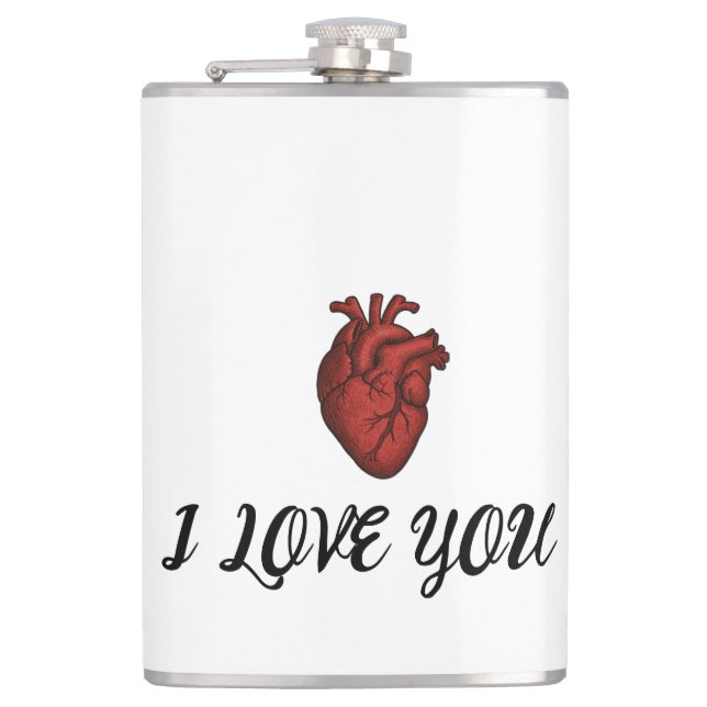 Anatomical Heart "I Love You"  Flask (Front)