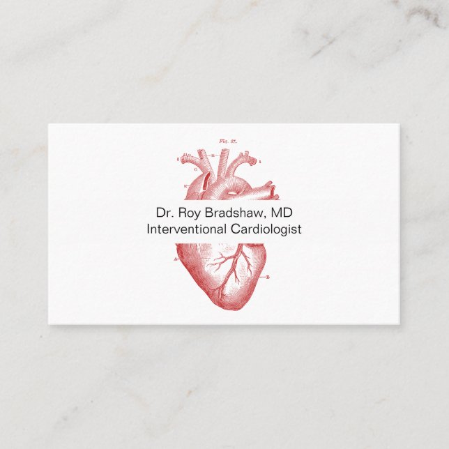 Anatomical Heart Illustration Cardiologist Business Card (Front)