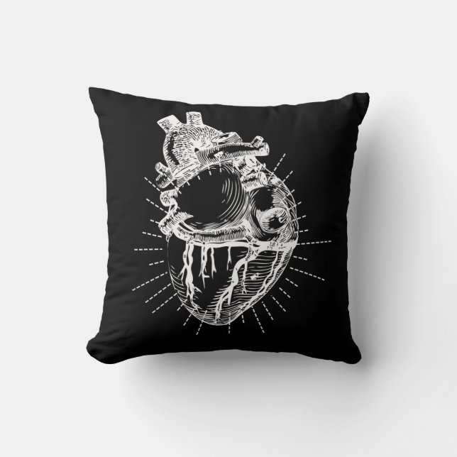 Anatomical Heart Illustration Throw Pillow (Front)