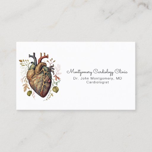 Customizable Anatomical Heart Medical Cardiology Doctor Business Card