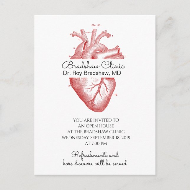 Anatomical Heart Medical Cardiology Invitation Postcard (Front)
