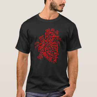 Anatomical Heart Medical Red Word Cloud Line Art T T-Shirt