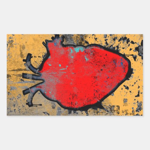 anatomical heart rectangular sticker