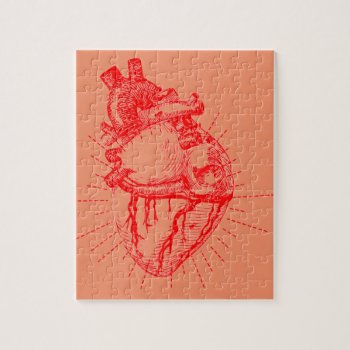 Anatomical Heart Red & White Collection Jigsaw Puzzle by Botuqueandco at Zazzle