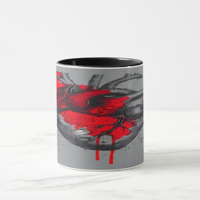 Anatomical Heart Sketch Trash Polka Art Mug (Center)