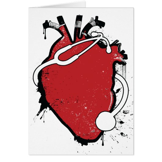 anatomical heart stethoscope cards (Front)