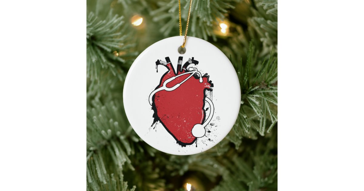 anatomical heart stethoscope ceramic ornament Zazzle