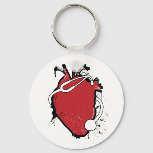 anatomical heart stethoscope keychain