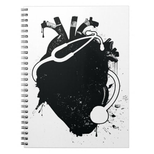 anatomical heart stethoscope notebook