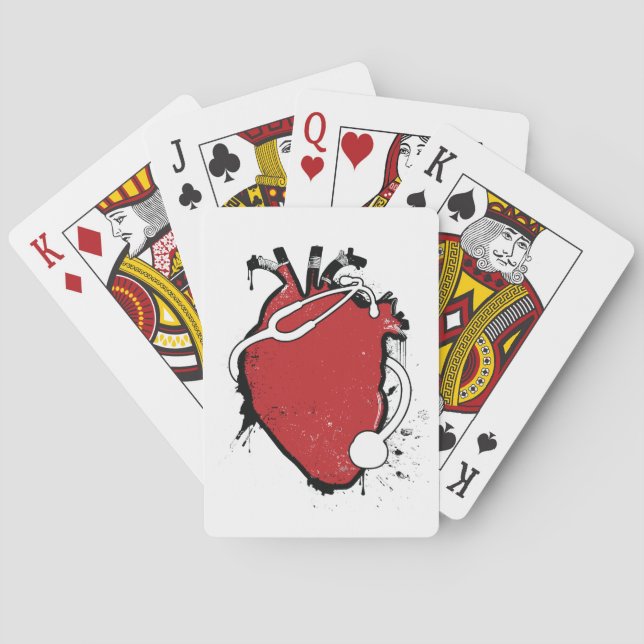 anatomical heart stethoscope poker cards (Back)