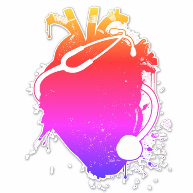 anatomical heart stethoscope sticker (Front)