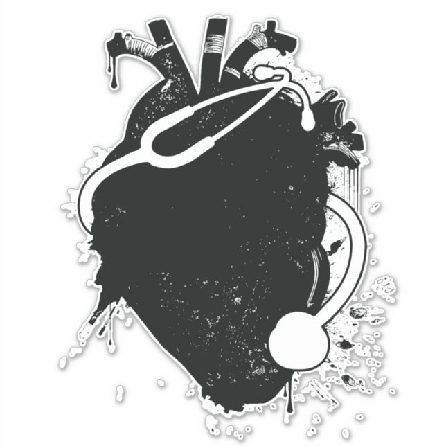 anatomical heart stethoscope sticker (Front)