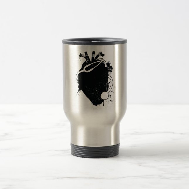 anatomical heart stethoscope travel mug (Center)