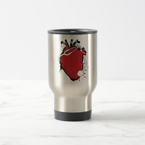 anatomical heart stethoscope travel mug