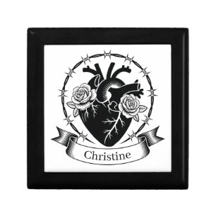 Anatomical Heart Tattoo: Black and White Design Gift Box