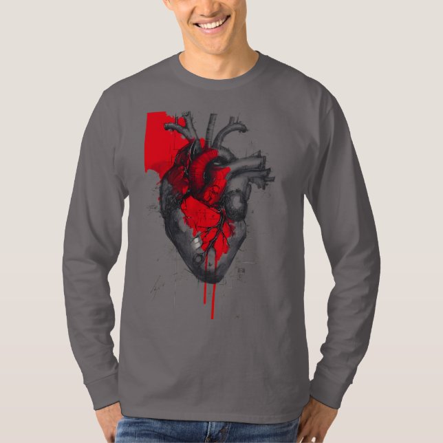 Anatomical Heart Trash Polka Art Long Sleeve T-Shirt (Front)