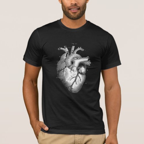 Anatomical Heart Vintage Print Mens Black T_shirt