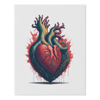 Anatomical Heart Watercolor Faux Canvas Print