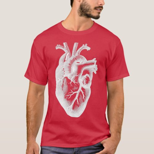 Anatomical Heart White Outline T_Shirt