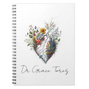Anatomical Heart Wildflower Medical Custom Notebook