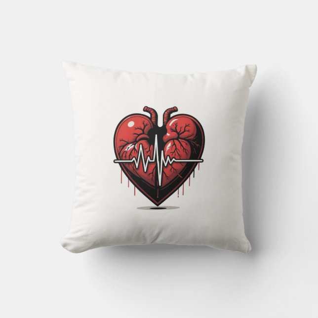 Anatomical Heart with Battle of Life Throw Pillow (Front)