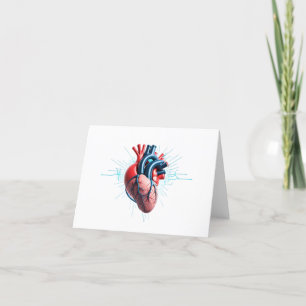 Anatomical Heart with EKG – Medical Art Design Letterpress Thank You Card