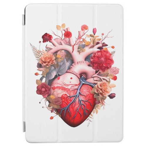 Anatomical heart with flowers  iPad air cover