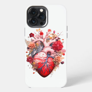 Anatomical heart with flowers iPhone 13 pro max case
