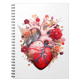Anatomical heart with flowers notebook