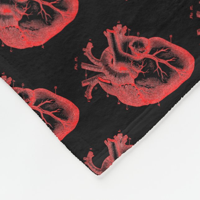 Anatomical Hearts Horror Red Black Cozy Blanket  (Corner)