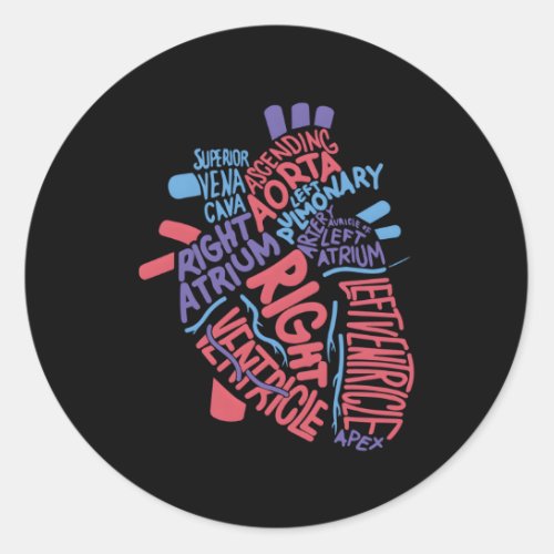 Anatomical Hu He Cardiology Medical Cardiac Nurse Classic Round Sticker