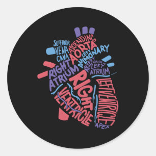 Anatomical Hu He Cardiology Medical Cardiac Nurse Classic Round Sticker