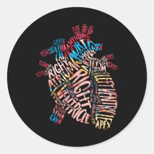 Anatomical Human Heart Cardiology Medical Cardiac Classic Round Sticker