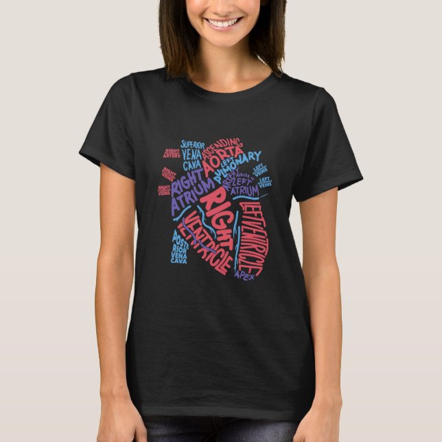 Anatomical Human Heart Cardiology T-Shirt (Front)