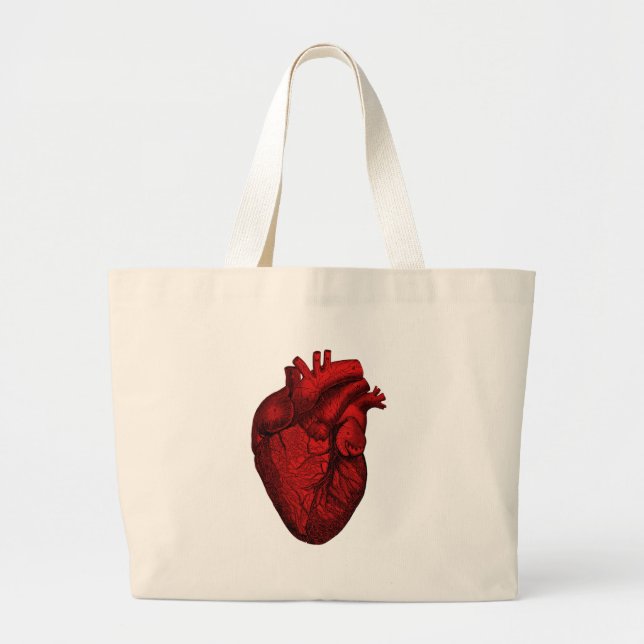 Anatomical Human Heart Large Tote Bag (Front)